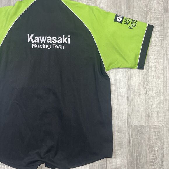 Kawasaki Monster Pro Racing Shirt Size XL Extra Large Button Down Green Black N - Picture 14 of 14